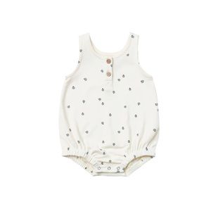 Quincy Mae romper and pant set - Ivory/Blueberry - 18-24 months